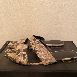 Marciann Too Zipper Snake-Print Sandals